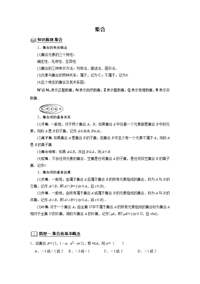 高端精品高中数学二轮专题-集合教案第1页