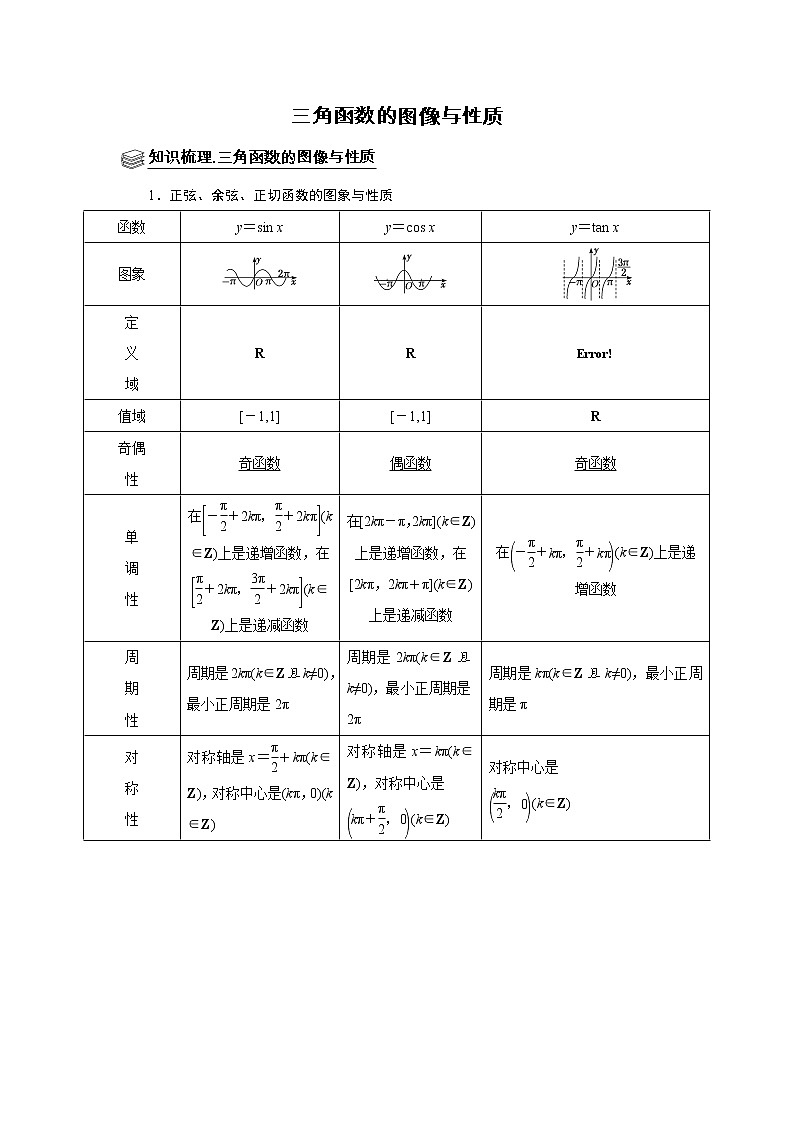 高端精品高中数学二轮专题-三角函数图像与性质(带答案)教案第1页