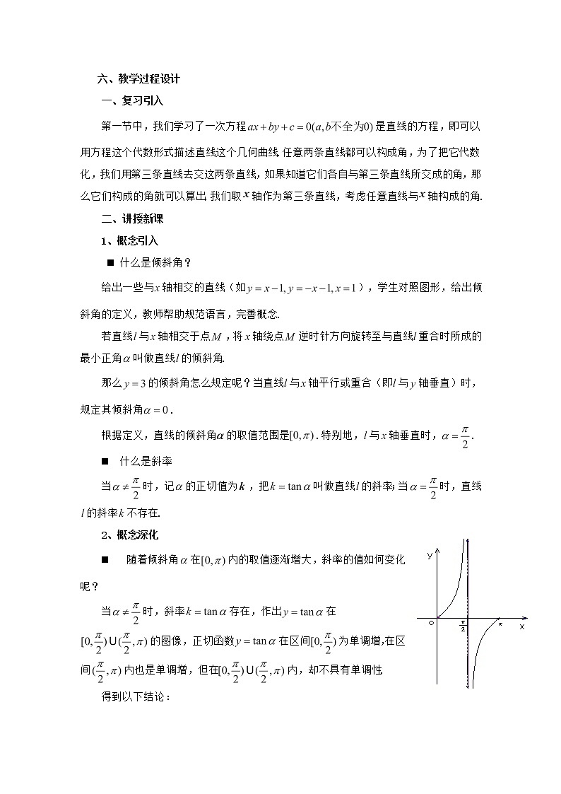 高二下册数学教案:11.2《直线的倾斜角和斜率》(沪教版)第2页