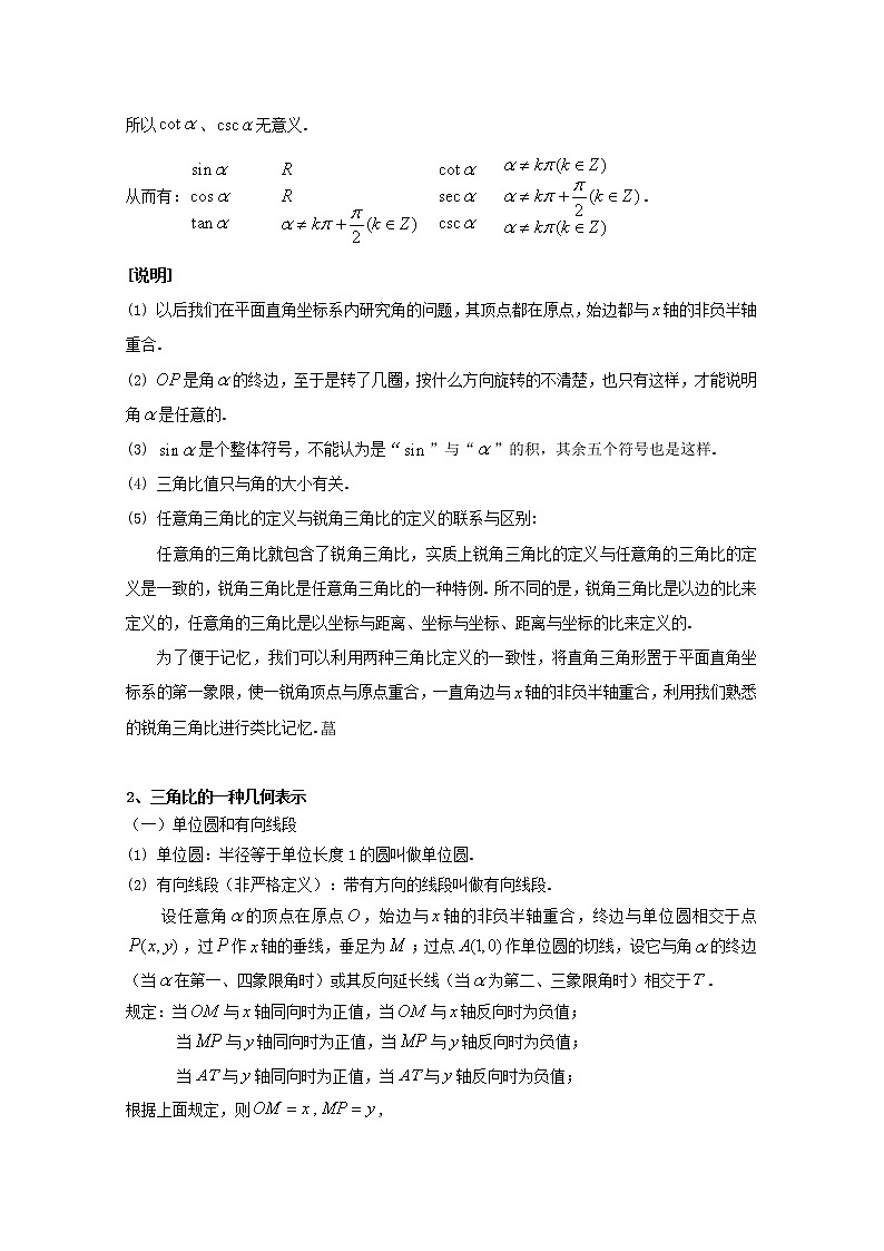 数学:5.2《任意角的三角比》教案(沪教版高中一年级 第二学期)练习题03