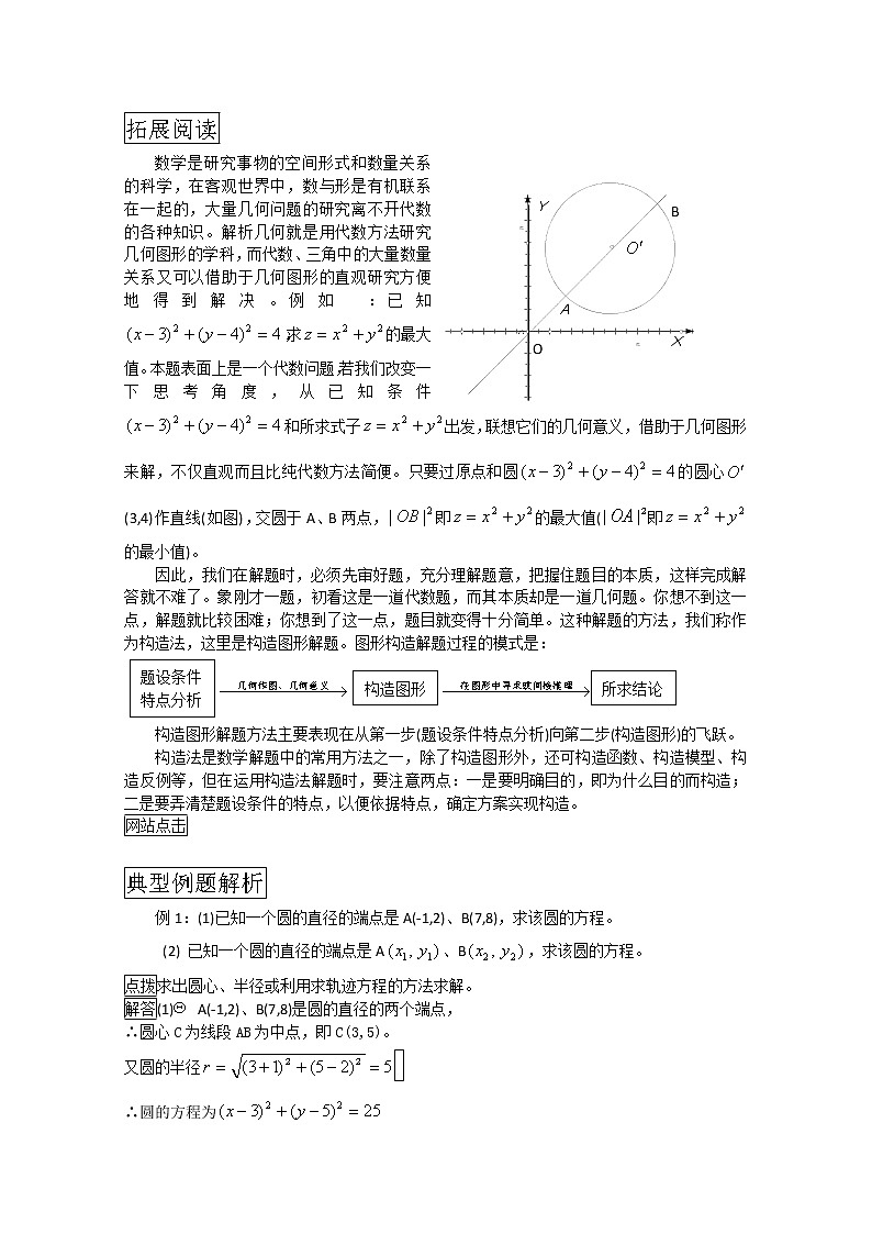 2011年高二数学学案:7.3《圆与方程》(湘教版必修3)03