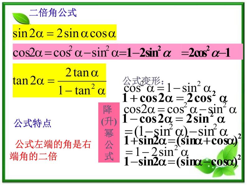 高一数学：5.2《二倍角的三角函数》课件（湘教版必修二）04