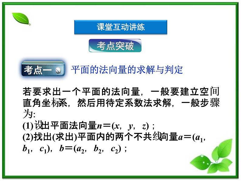 2012高二数学:3.5《平面的法向量》课件(湘教版选修2-1)08