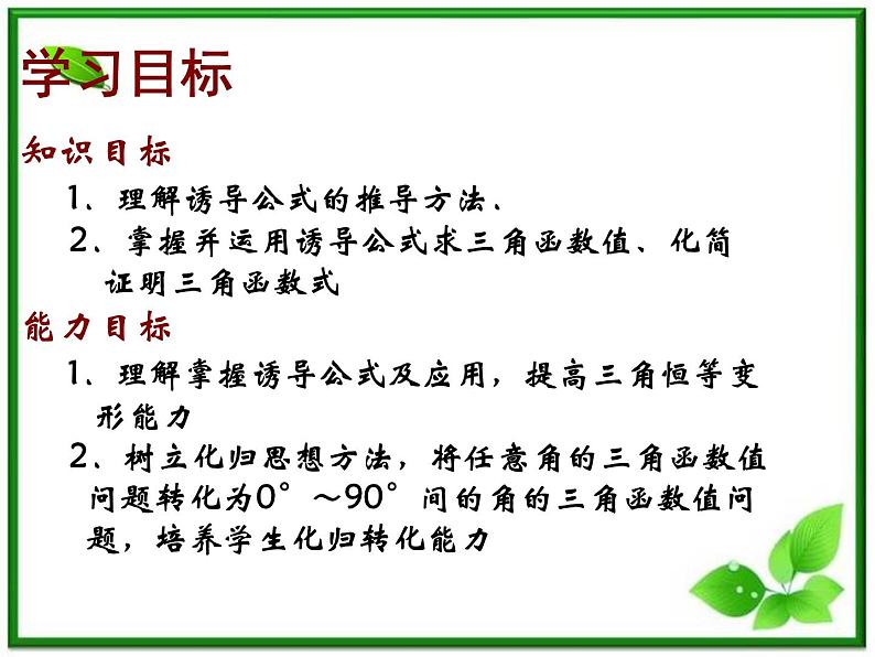 2013高中新课程数学(苏教版必修四)《1.2.3 三角函数的诱导公式(一)》课件3第2页