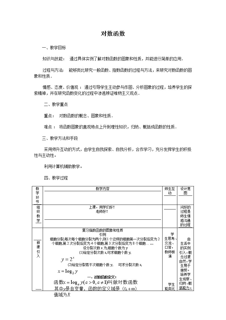 《对数函数》教案2(苏教版必修1)第1页