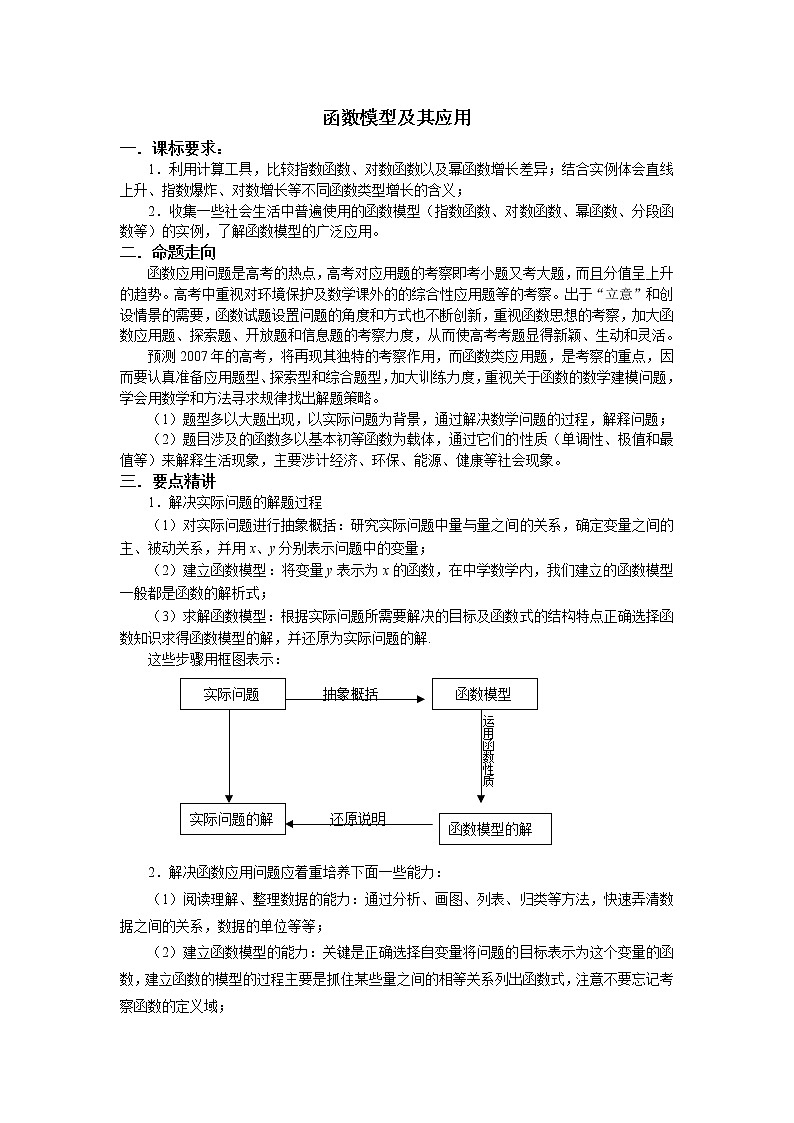 《函数模型及其应用》学案11(苏教版必修1)教案第1页