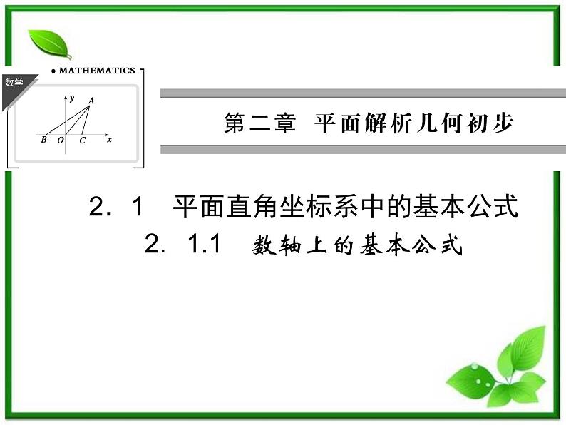 2013-2014学年高一数学试题:2.1.1《数轴上的基本公式》课件(新人教B版必修2)第1页
