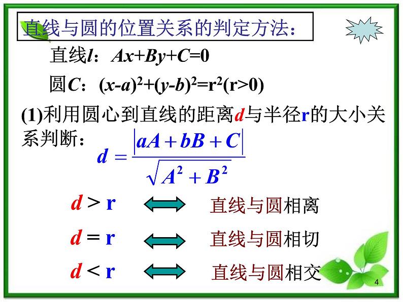 《直线与圆的位置关系》课件4(15张PPT)(北师大版必修2)学案04