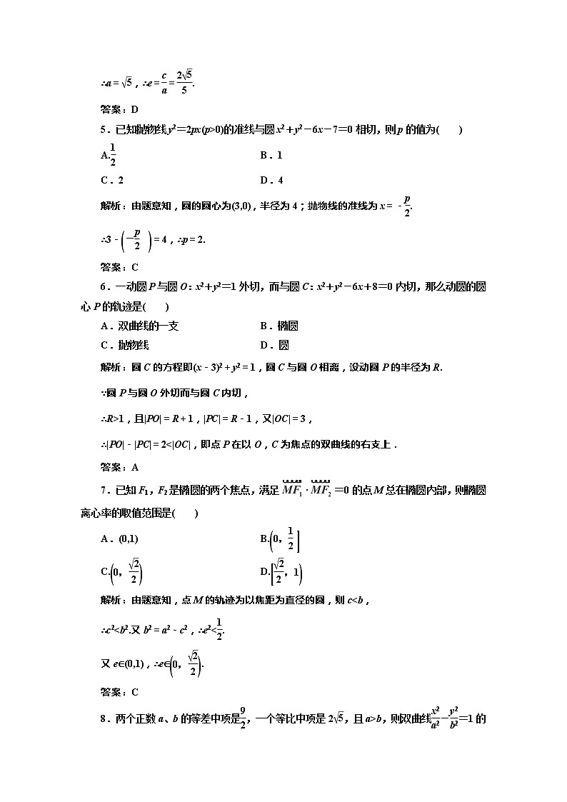 高一数学北师大版选修1-1 创新演练阶段质量检测第二章 阶段质量检测教案第2页