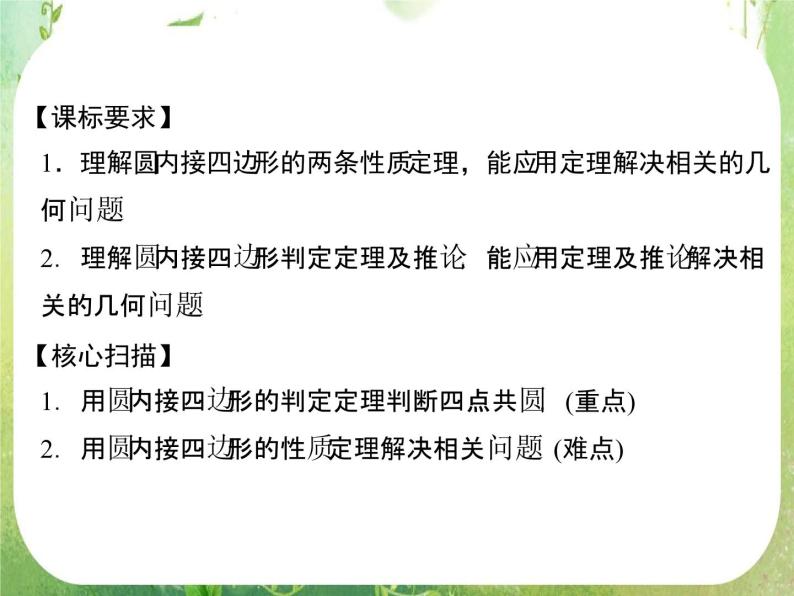 2013-2014学年高中数学人教A版选修4-1配套课件：2.2 圆内接四边形的性质与判定定理02