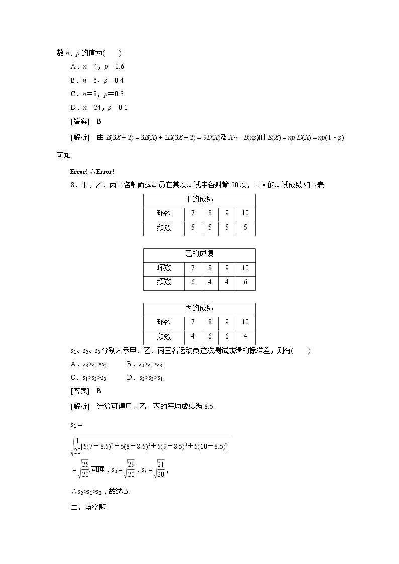 2012高二数学同步练习：2.3.3 离散型随机变量的均值与方差习题课（人教A版选修2-3）03