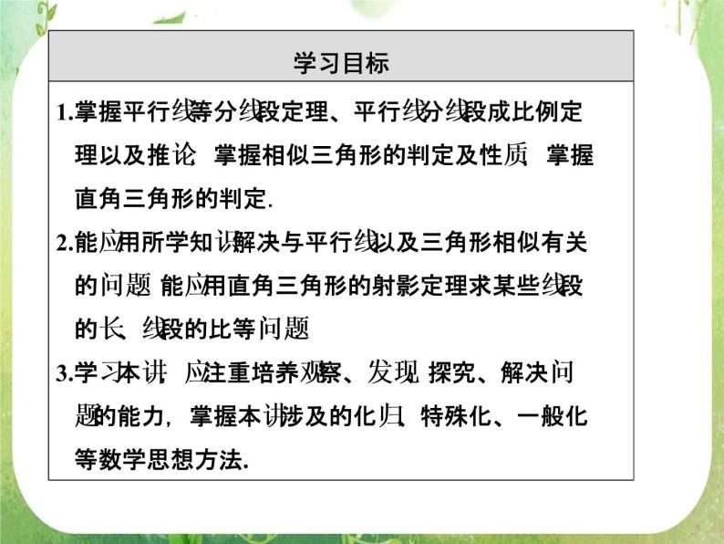 2013-2014学年高中数学人教A版选修4-1配套课件：1.1 平行线等分线段定理03