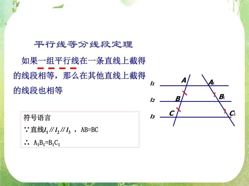《平行线等分线段定理》课件1（15张ppt）（新人教A版选修4-1）07