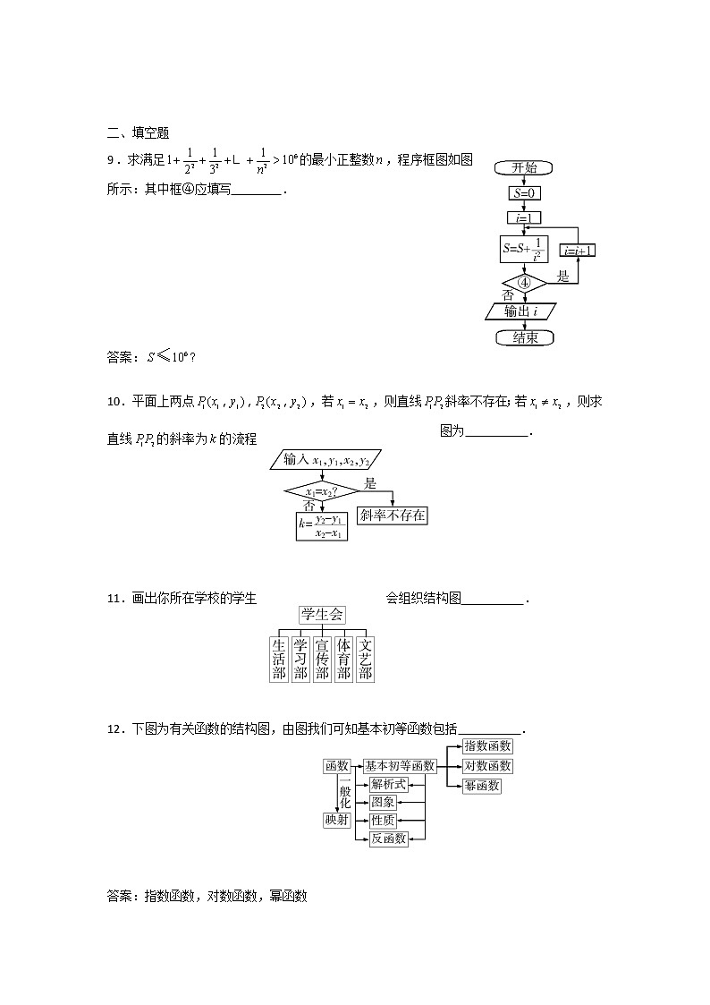 数学:第四章《框图》同步练习(2)(新人教B版选修1-2)第3页