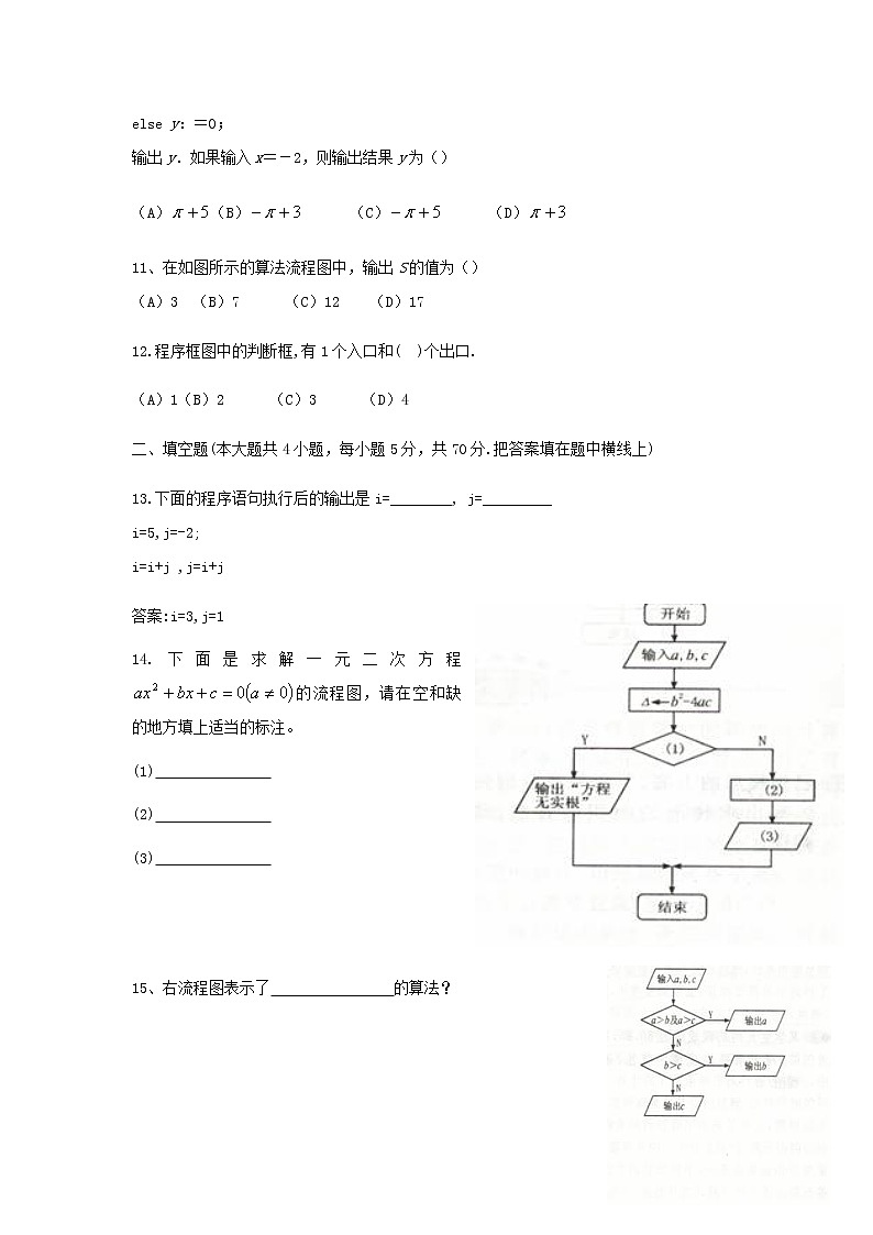 《框图》同步练习5 新人教B版选修1—203