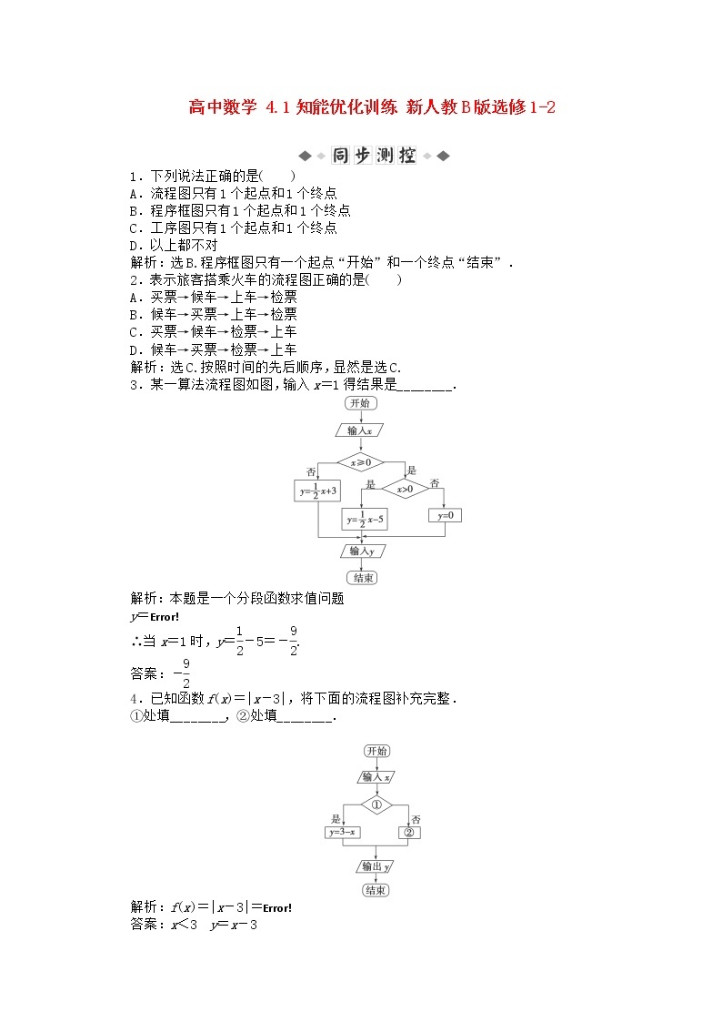 高中数学 4.1知能优化训练 新人教B版选修1-201