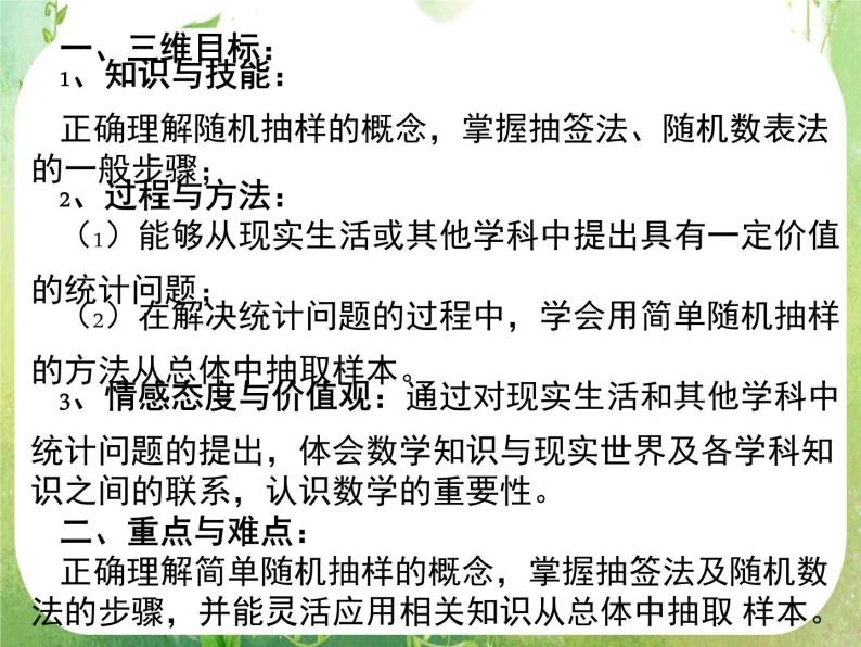 高中数学 简单随机抽样课件 新人教A版必修302