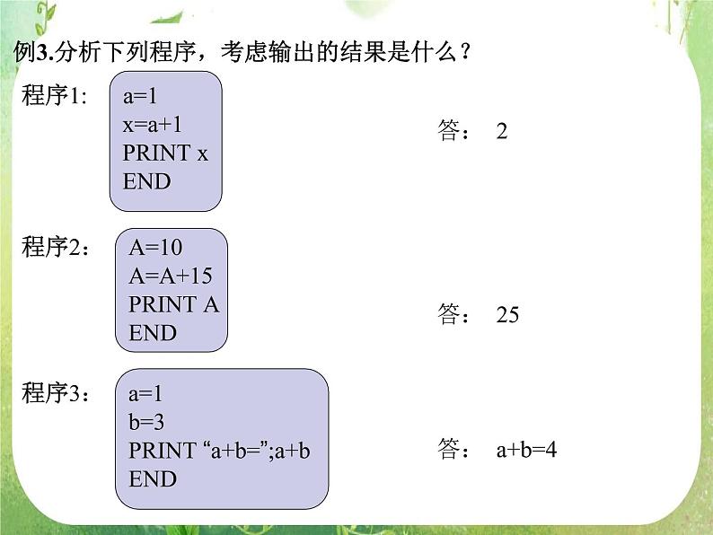 高一数学人教A版必修3课件:1.2.1 《输入、输出和赋值语句》1第7页