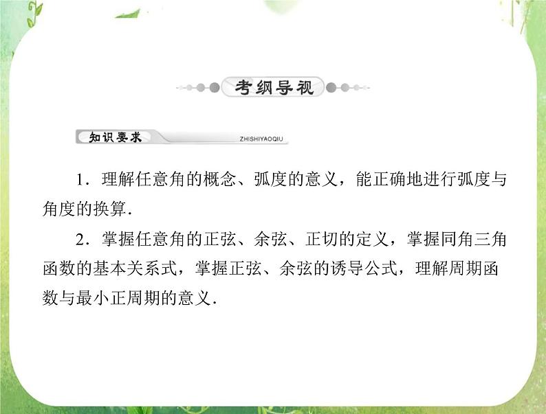 2012年高考理科数学复习向导课件 第六章 三角函数第2页