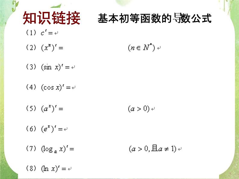 2013高二数学新课程 1.2.2《导数的运算法则及复合函数的导数》素材(新人教A版选修2-2)课件PPT第4页