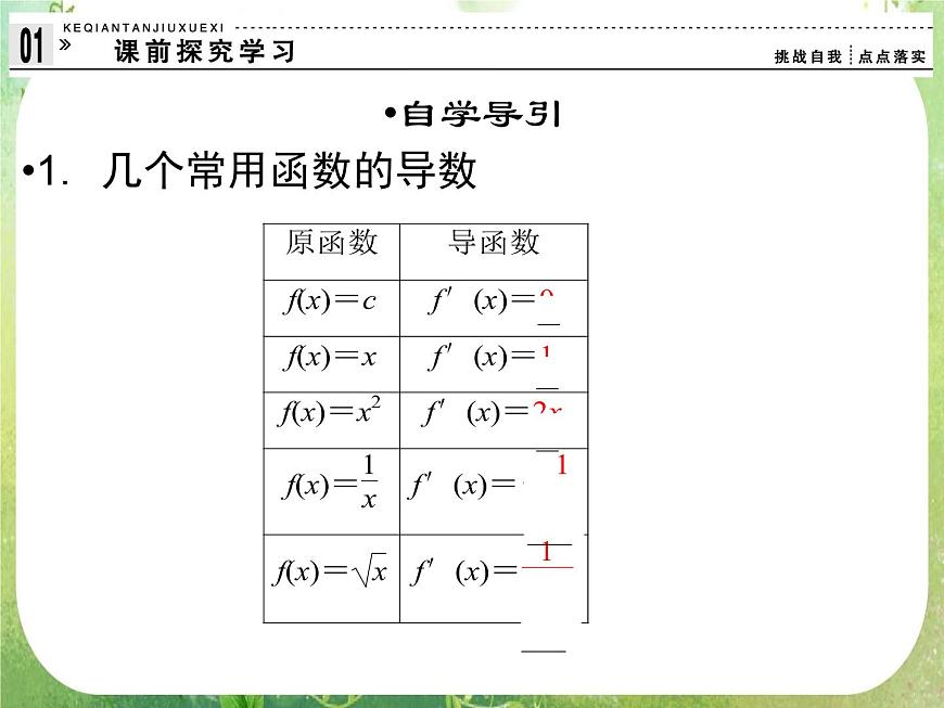 2013高二數(shù)學新課程 1.2.1《幾個常用函數(shù)的導數(shù)》課件第4頁