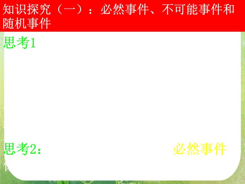河南省洛阳市第二外国语学校高中数学 3.1.1随机事件的概率课件 新人教A版必修306