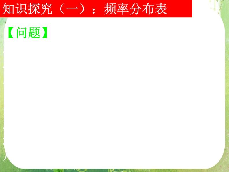 河南省洛阳市第二外国语学校高中数学 2.2.1-1用样本的频率分布估计整体分布课件 新人教A版必修305