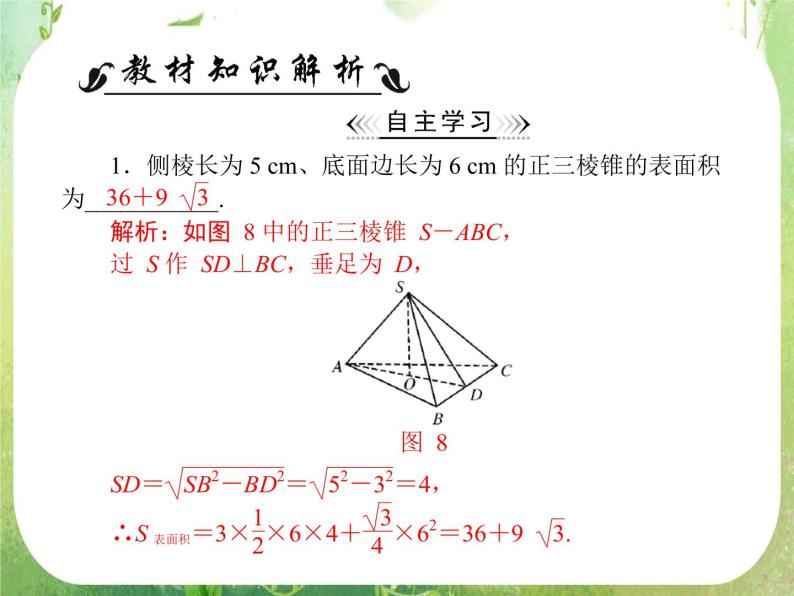 高一数学必修2人教版精品课件第1章 1.3 1.3.1《柱体、锥体、台体的表面积》02