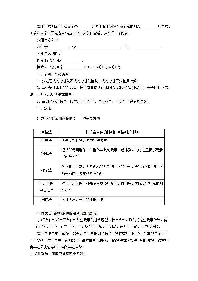 高考数学考前回归课本知识技法精细过(十二):排列组合二项式定理教案03