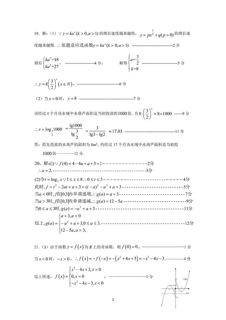 佛山一中2021-2022学年第一学期高一级第二次段考答案第2页