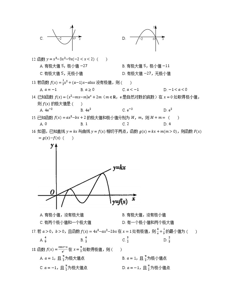 2022届高考大一轮复习知识点精练:利用导数研究函数的极值第3页