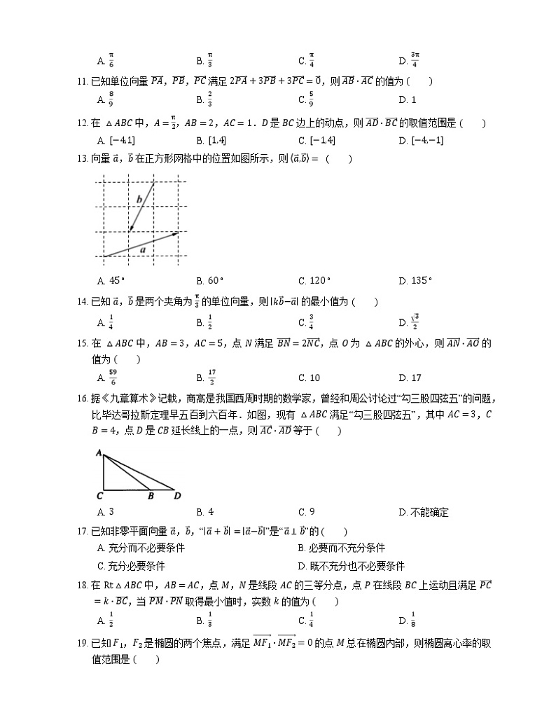 2022届高考大一轮复习知识点精练:平面向量的数量积与垂直第2页