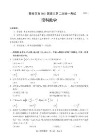 2021届四川省攀枝花市高三第二次统一考试数学（理）试题含答案