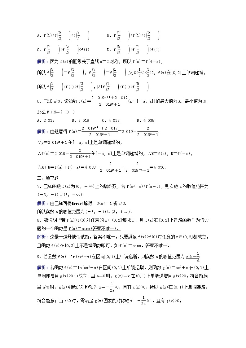 2022年高考数学(理数)一轮复习课时作业05《函数的单调性与最值》（教师版） 练习02