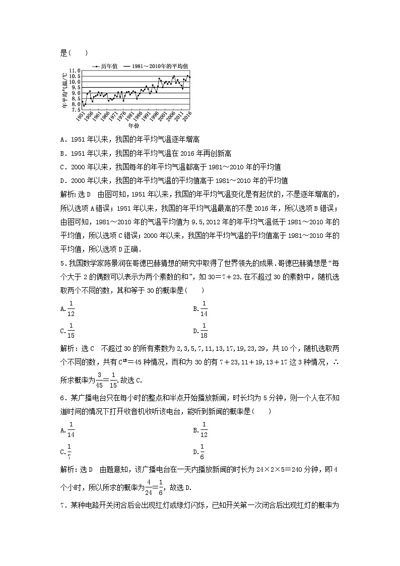 高考数学(理数)二轮复习课时跟踪检测13《概率统计统计案例》小题练(教师版)第2页