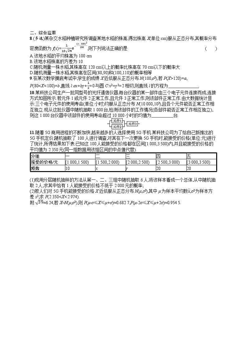 人教版高中数学高考一轮复习训练--正态分布02