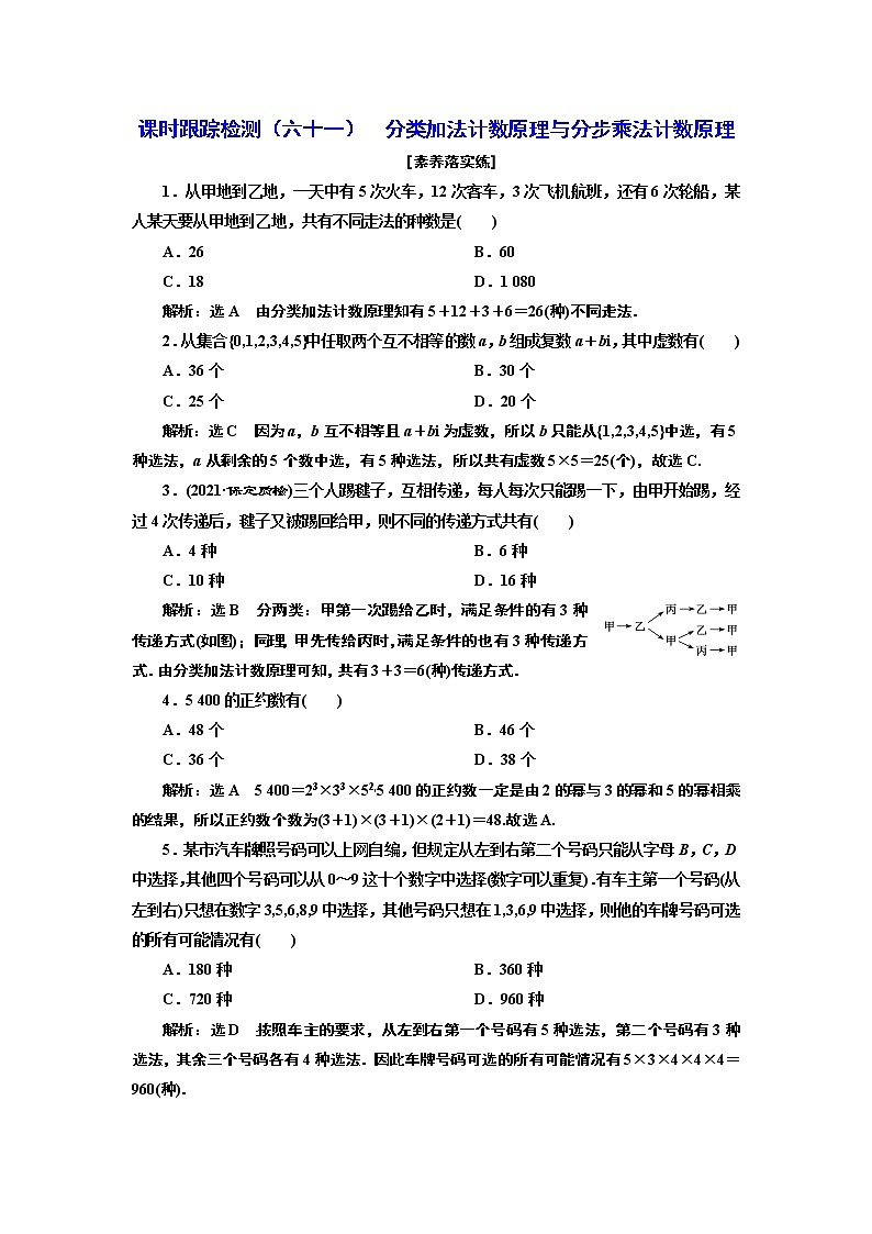 课时跟踪检测(六十一) 分类加法计数原理与分步乘法计数原理第1页