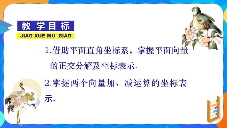 6.3.2 平面向量的正交分解及坐标表示_6.3.3 平面向量加、减运算的坐标表示课件PPT第2页
