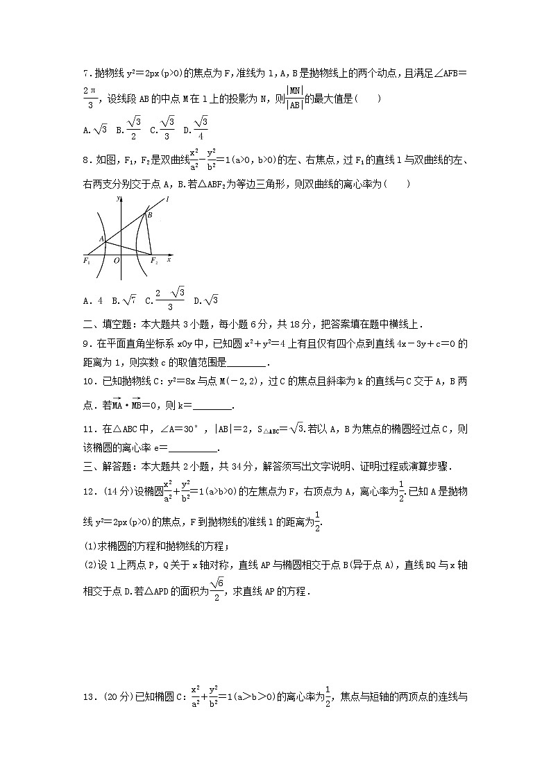 高考数学(理数)二轮专题复习:21《圆锥曲线》阶段测试五(教师版)第2页