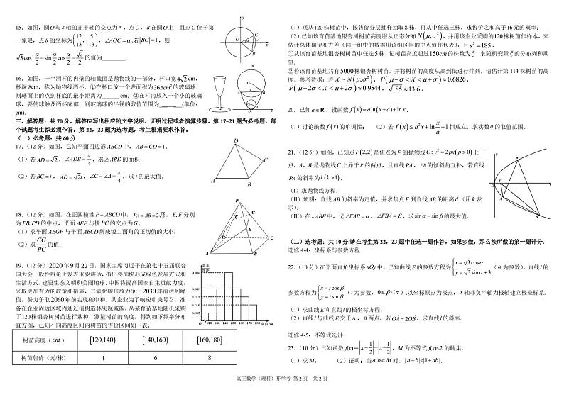四川省树德中学2022届高三下学期开学考试数学(理)试题PDF版含解析第2页