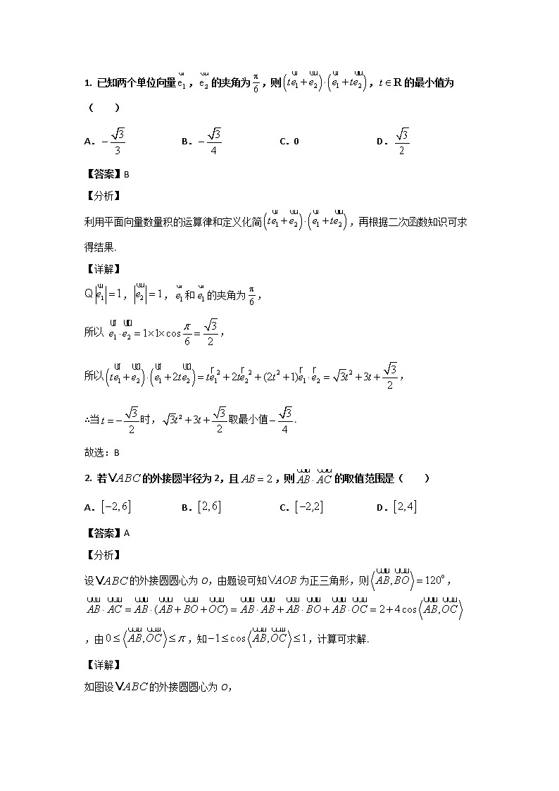 平面向量数量积的运算-向量数量积的最值问题第1页