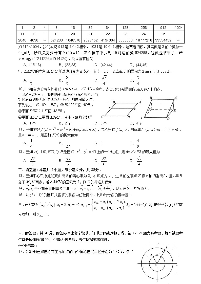 南昌市2022届高三一模理数试题第2页