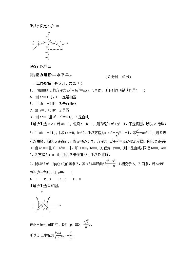 2021-2022学年高中数学新北师大版选择性必修第一册 第二章 3.1 抛物线及其标准方程 作业 练习02