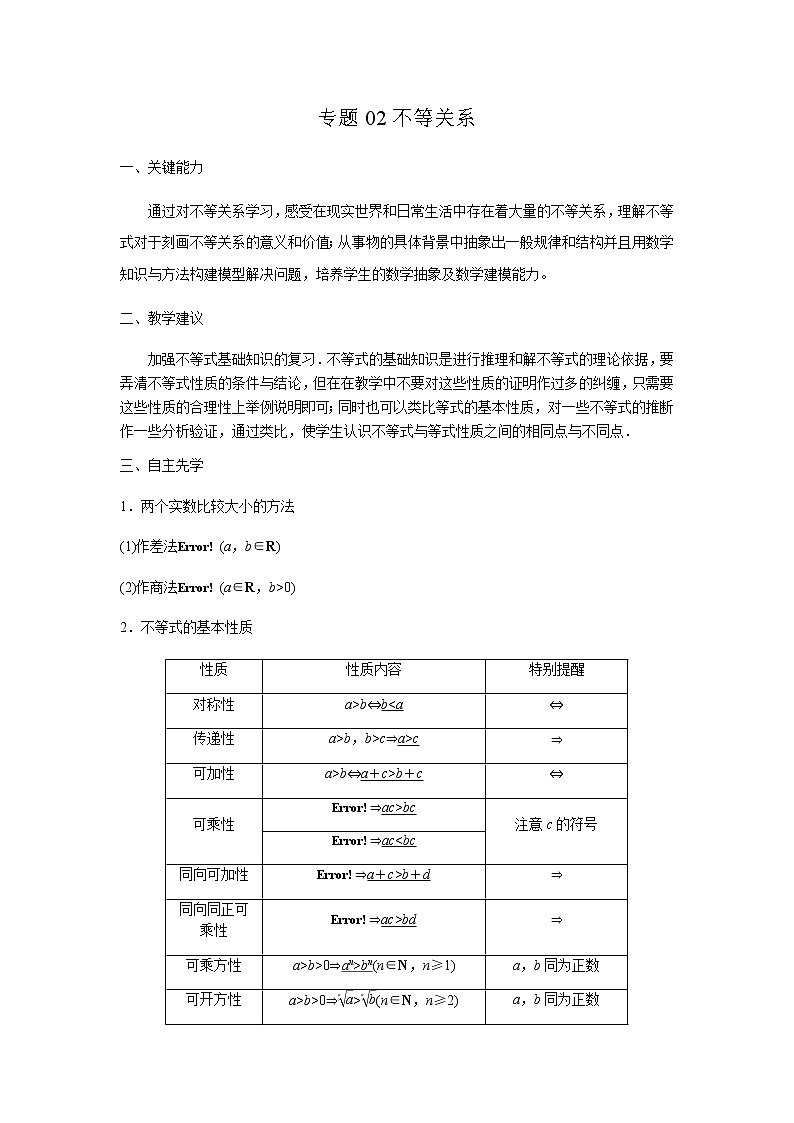 02不等关系 高考数学高频考点题型含解析第1页