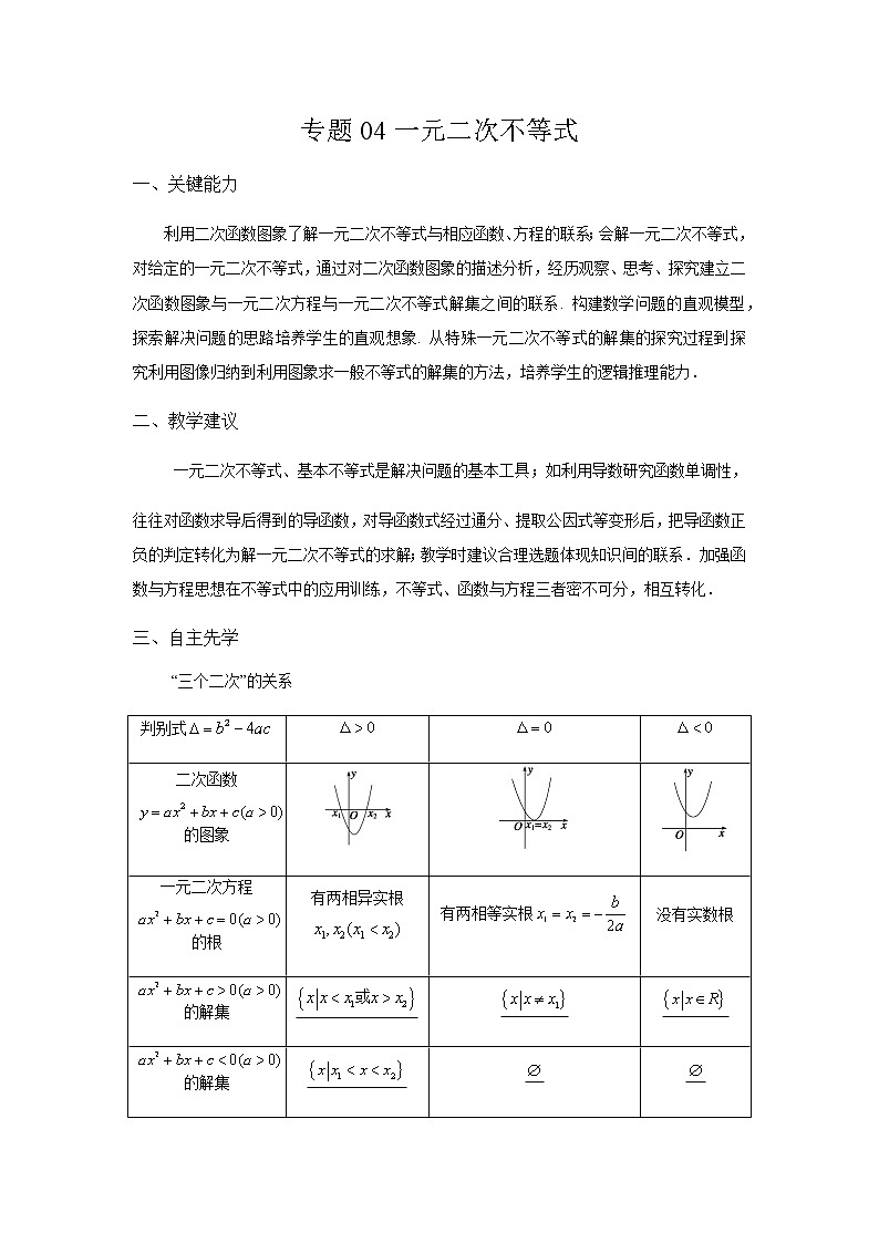 04一元二次不等式 高考数学高频考点题型含解析第1页