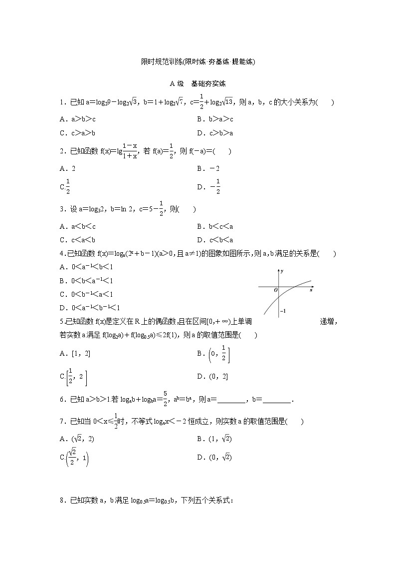 高考数学(理数)一轮复习检测卷:1.8《对数与对数函数》 (学生版)01