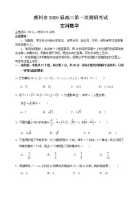 2020届广东省惠州高三一模数学文试卷及答案