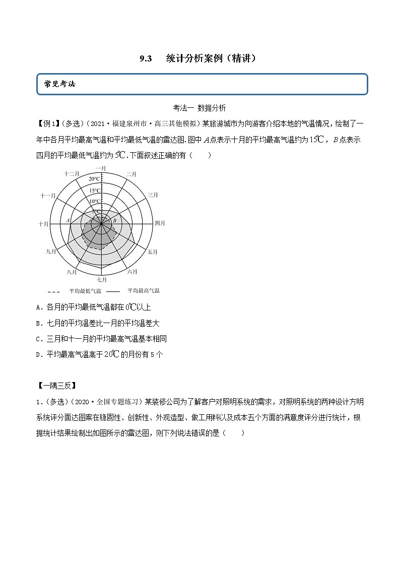 9.3 统计分析案例(精讲)-高一数学一隅三反系列(必修第二册)练习题01