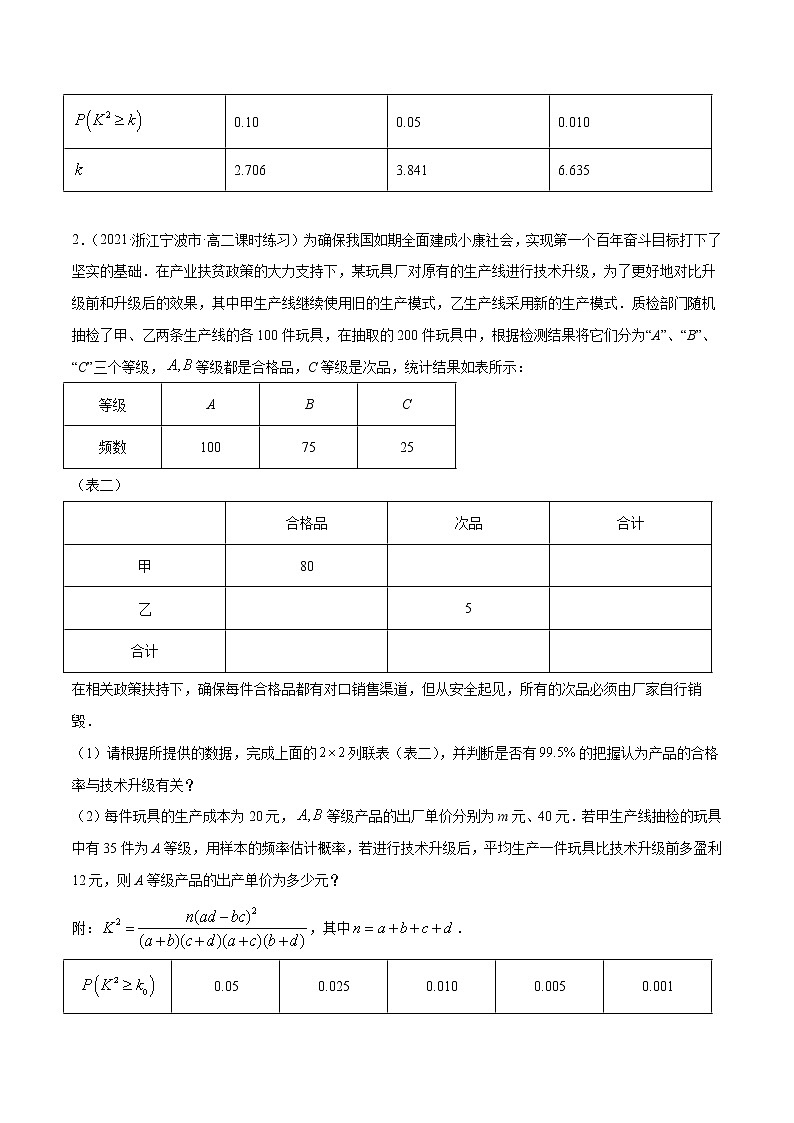 第15讲 概率与统计解答题 2022高考新题好题汇编02