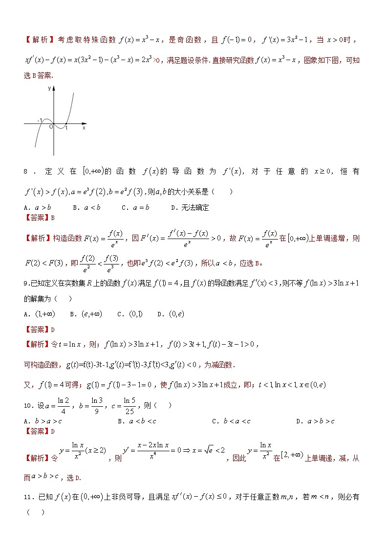 第06讲导数构造辅导助函数问题选择填空题专练 高考数学(理)培优提升训练含解析第3页